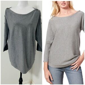 Melissa Paige Women’s Large Heather Gray Crew Neck Dolman Sleeve Sweater NWOT